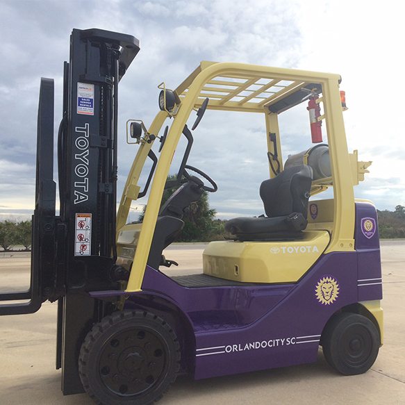 An Orlando City SC custom forklift