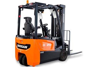 A Doosan three-wheel electric forklift